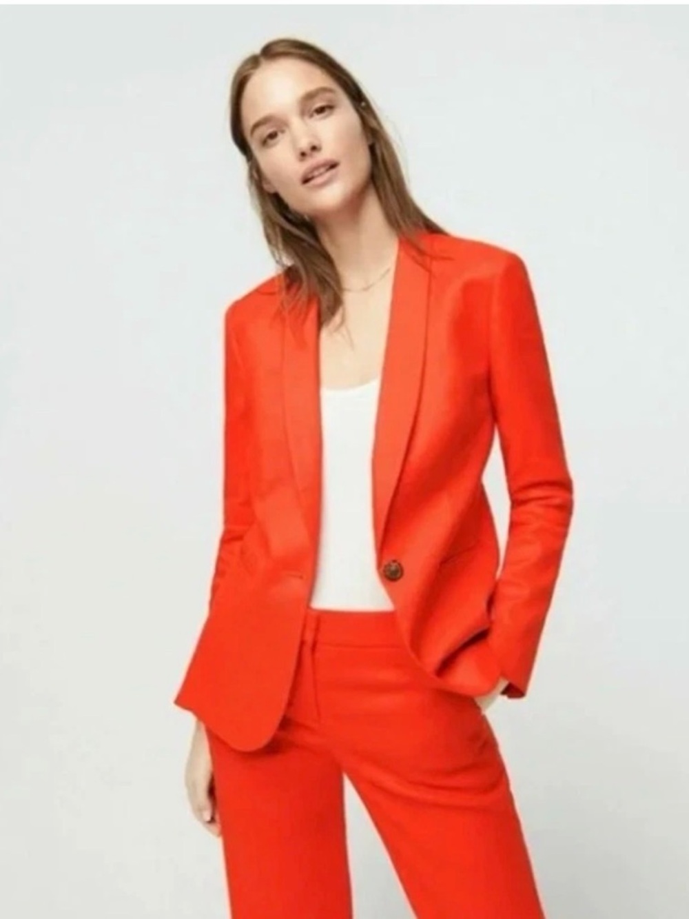 JCrew Holland Linen Blend One Button Blazer Jacket Size 8